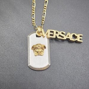 Versace Medusa tag & Versace logo necklace